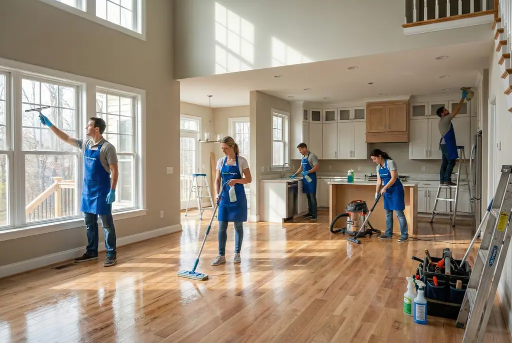 Professioneel schoongemaakte woonkamer na een schoonmaakbeurt